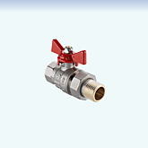 Кран шар. BASE-ГОСТ со сгоном 3/4" вн-нар DN20, PN40 (КРАСНАЯ) рукоятка VALTEC